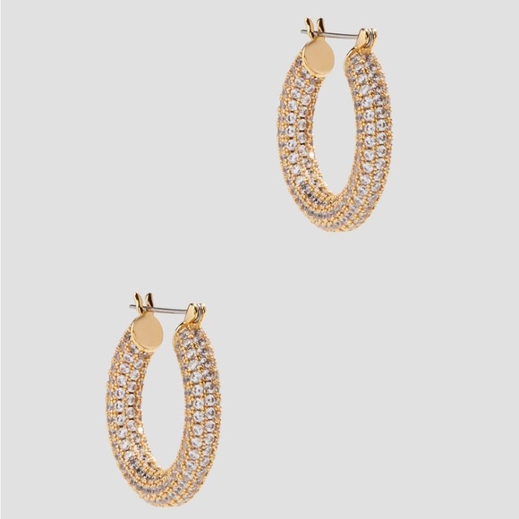 Gold Pave Amalfi Hoops - Picture 6 of 7